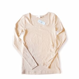 NWT Loft, tan square neck tee, XSP